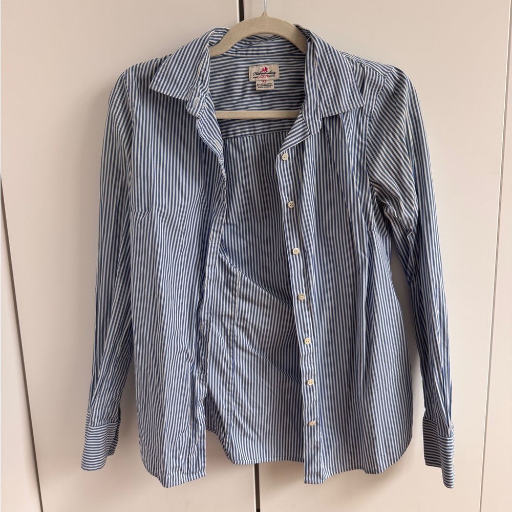 J. Crew Blue and White Striped Women's Top
